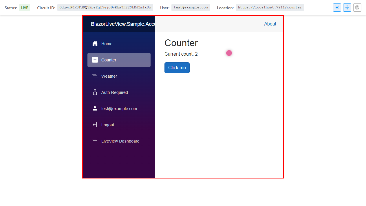Mirror view of user's session with active window size and scroll sync