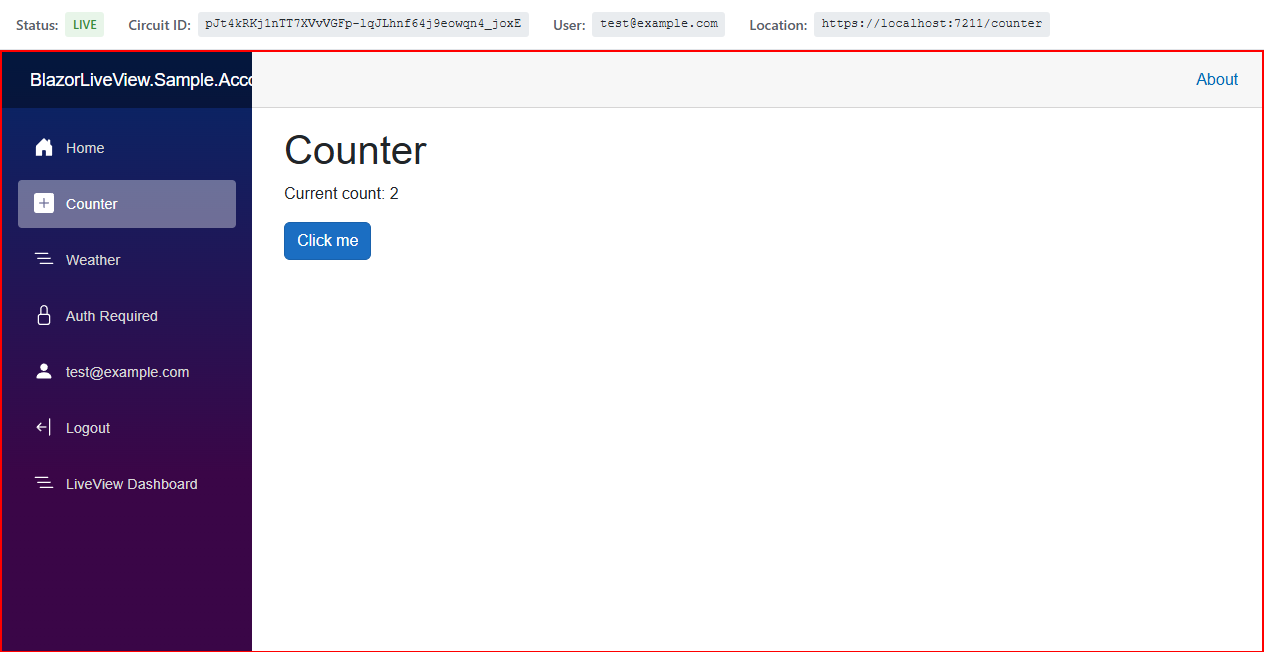 Mirror view of user's session in circuit mode